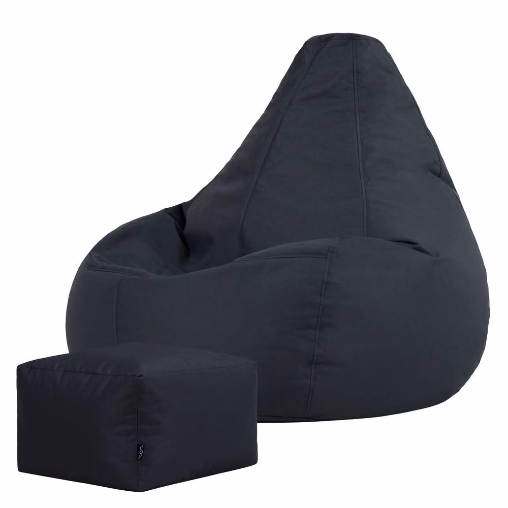 Bean Bag Bazaar Grey Outdoor Bean Bag and Footstool with Filling Included – 3