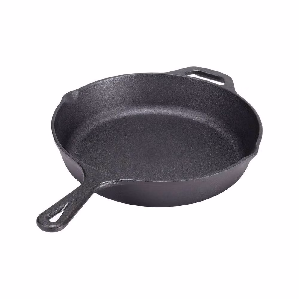 FLAVORA Black Enamelled Cast Iron Non-stick Frying Pan with Pouring Spout, Diameter: 16 cm – 2