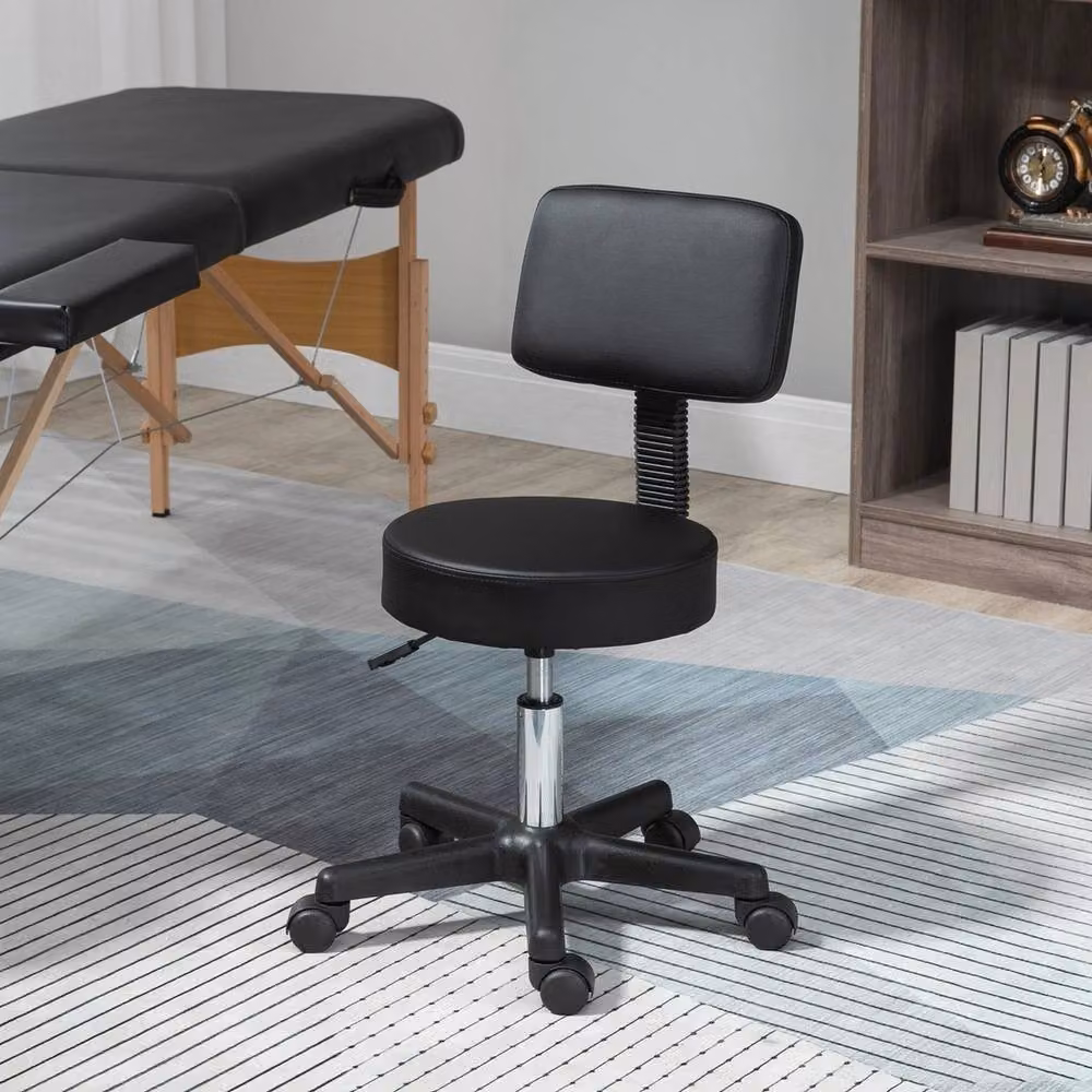 Havendro Adjustable Swivel Salon Chair with Padded Seat and Back in Black – 2