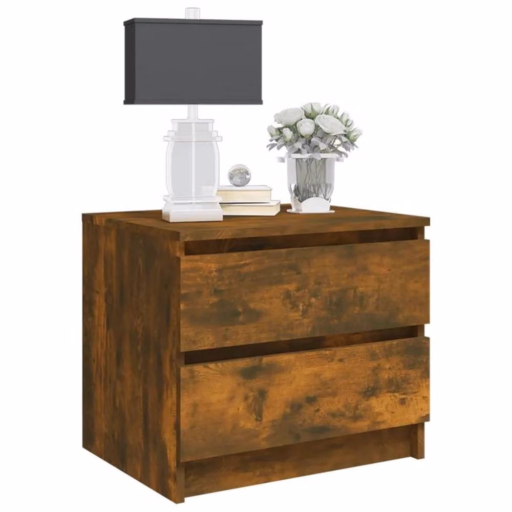 Berkfield Home Bed Cabinet in Smoked Oak, Brown, W/D/H: 50 x 39 x 43.5 cm – 3