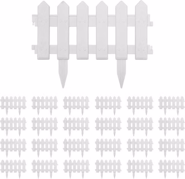 Berkfield Home White Plastic Lawn Edgings, 25 Pieces, 10 m – 1