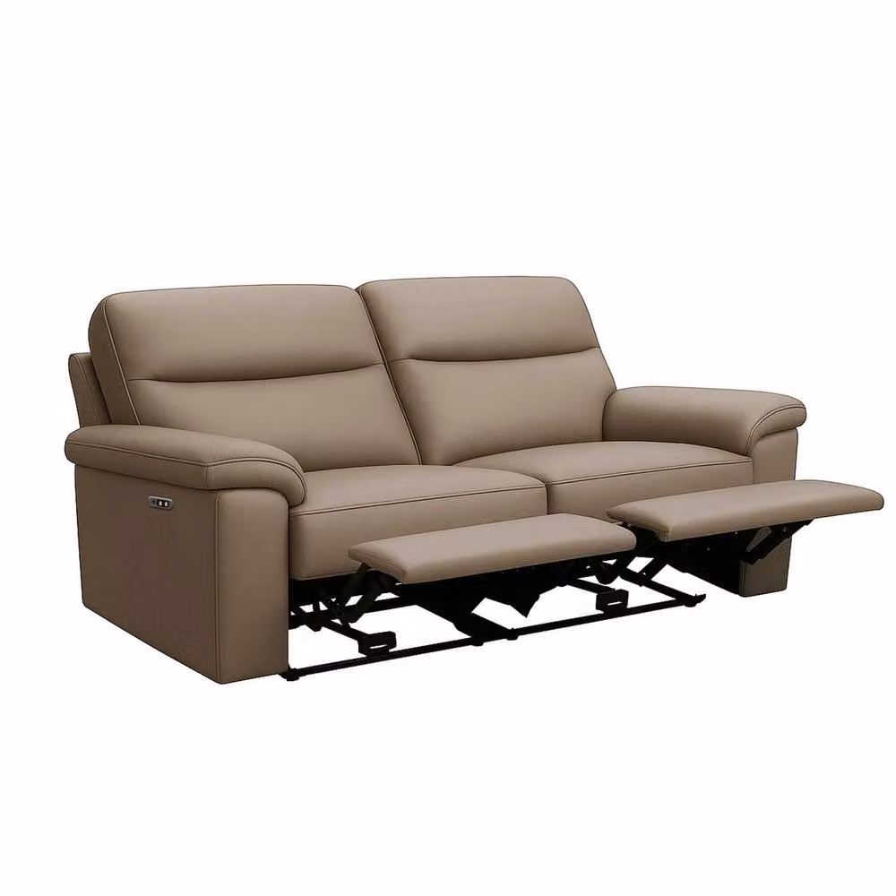Aspire Marlowe Real Leather Power Recliner Two Seater Sofa with USB Charging in Beige – 3