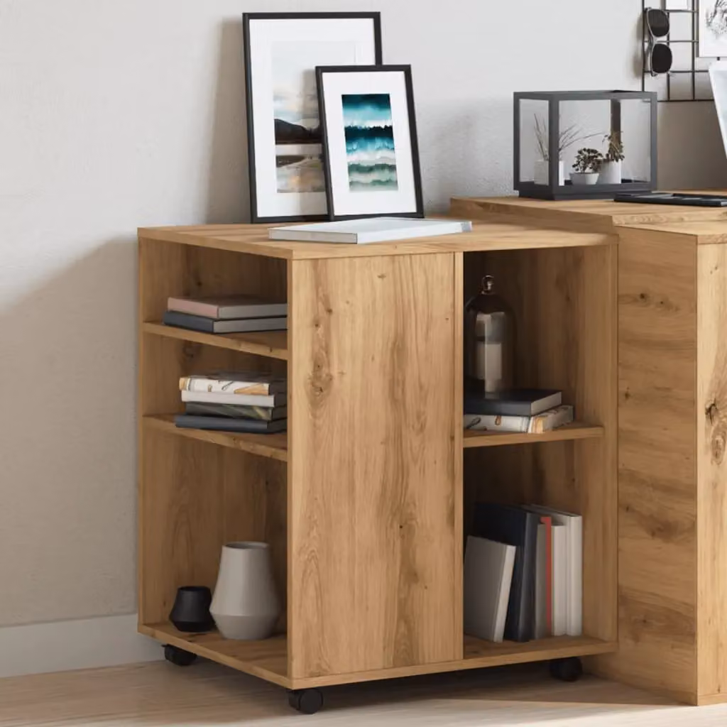 Berkfield Home Artisan Oak Rolling Cabinet in Brown, W/D/H: 60 x 53 x 72 cm – 4
