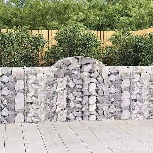 vidaXL 11-piece Arched Gabion Baskets in Silver Galvanised Steel, W/D/H: 200 x 30 x 100/120 cm – 2