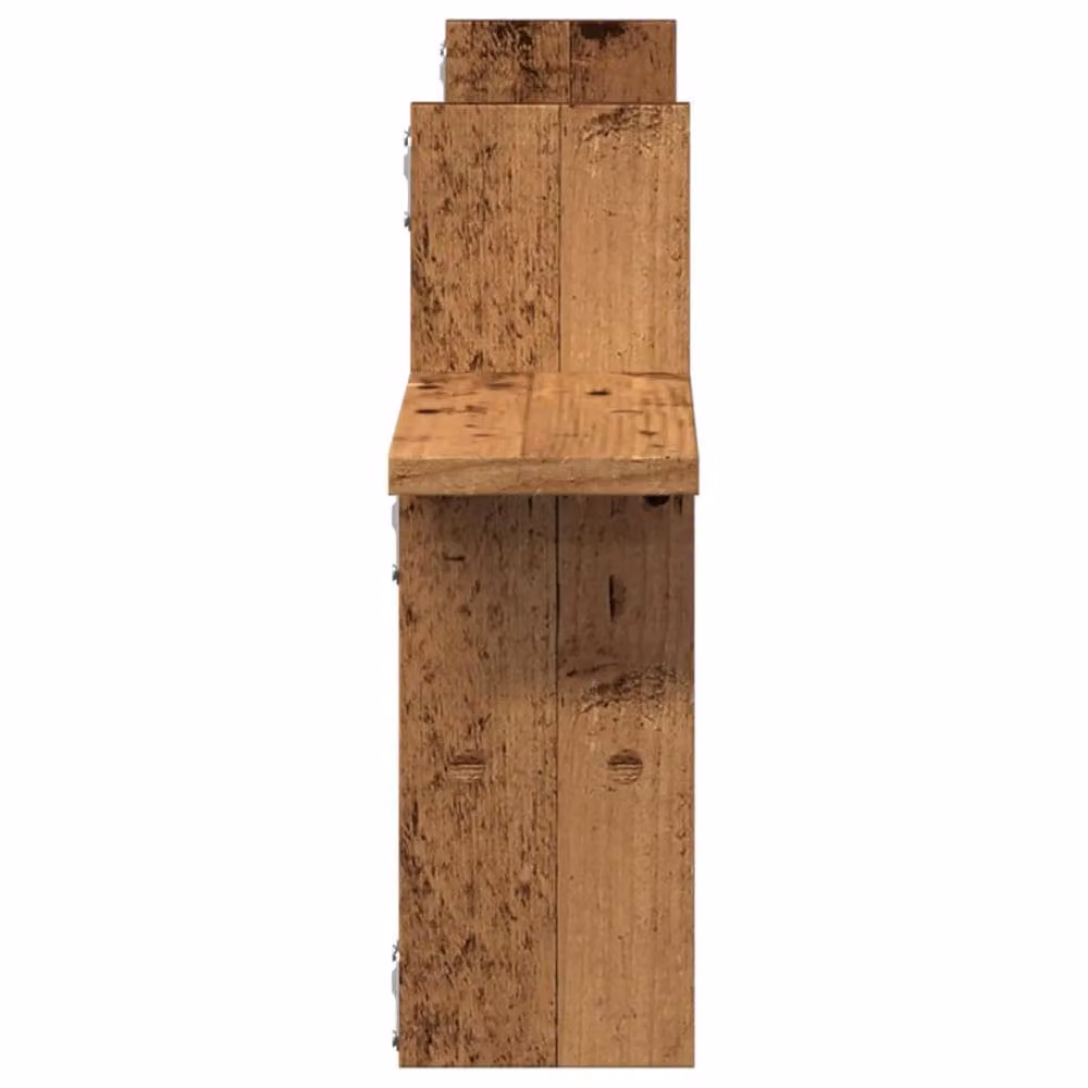 Berkfield Home Wall Shelves, 2 Piece Set in Brown Old Wood, W/D/H: 38 x 12 x 38 cm – 3