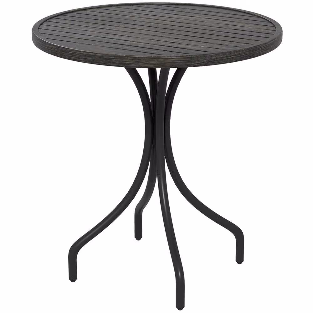 Wyld Haus Nari Round Slatted Garden Table in Grey Matt Steel, Diameter: 66 cm, Height: 71.5 cm – 2