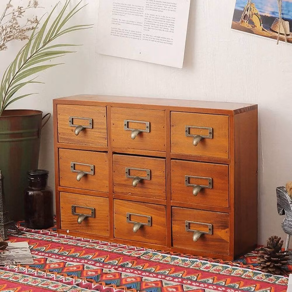 KORVIXA Retro Brown Wood Desktop Storage Box Cabinet – 2