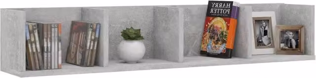 Berkfield Home Durable CD Wall Shelf in Concrete Grey, W/D/H: 100 x 18 x 18 cm – 1
