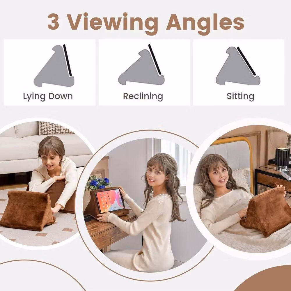 Kelvenix 4-in-1 Soft Wedge Pillow Set in Brown, Single Size, with Removable Cover for Neck, Shoulder, Back and Knee Support – 4