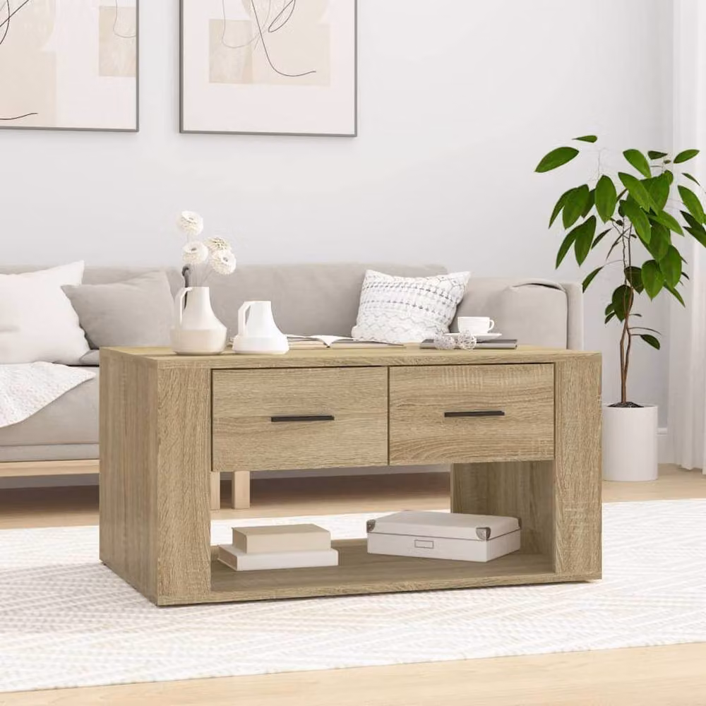 Berkfield Home Sonoma Oak Coffee Table in Light Brown, W/D/H: 80 x 50 x 40 cm – 2