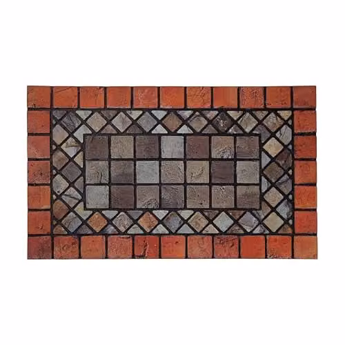 Nicoman Rectangular Rubber Boot Scraper Doormat with Red Border, W/D/H: 75 x 44 x 1 cm