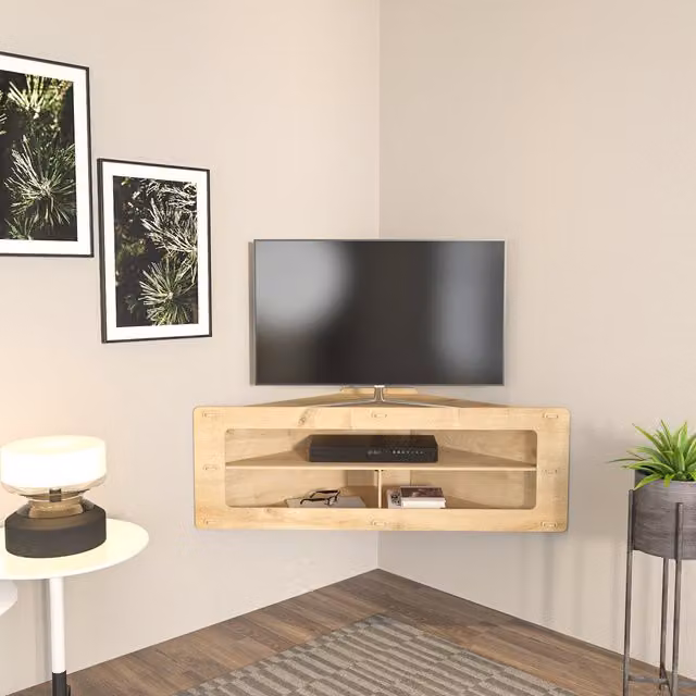 Decorotika Minimalist Oak Living Room TV Stand in Brown