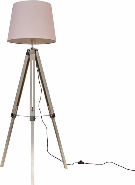 Clipper Brown Floor Lamp with Dusky Pink Fabric Shade XL