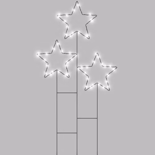 mysmartbuy Outdoor Pre-Lit 3 Star Cluster Stake Light Decoration with 30 Warm White Micro LEDs in Black, H87 x W41 x D2.8 cm – 2