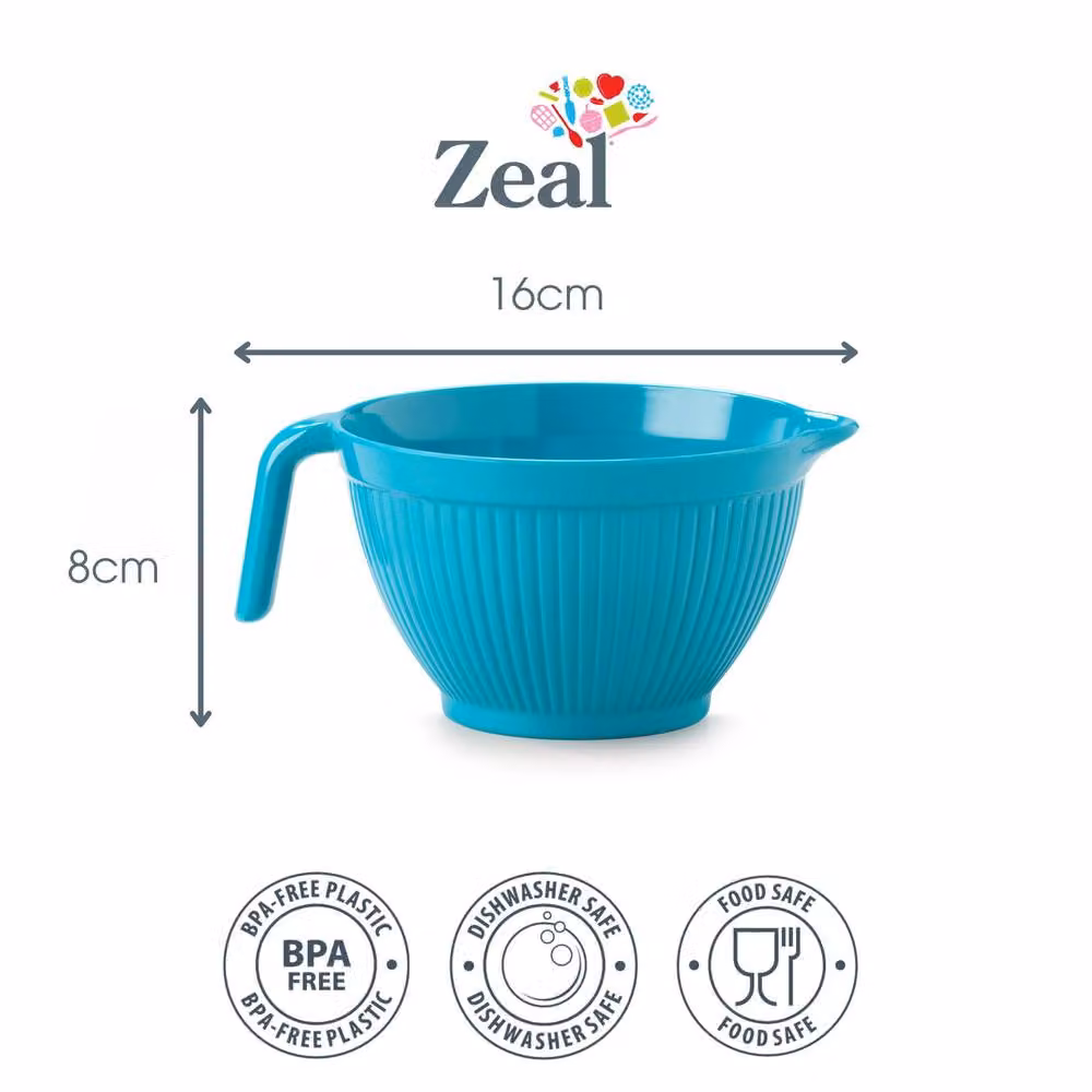 Zeal Mini Melamine Mixing Bowl Jug with Pouring Spout in Turquoise Blue, 0.568 l – 2