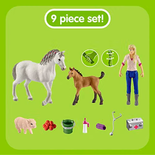 Schleich Vet Visiting Mare and Foal Multicolour Animal Figure Set – 2