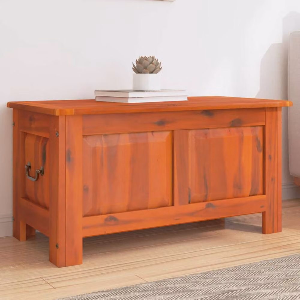 Berkfield Home Brown Acacia Solid Wood Storage Chest with Soft Close Lid – 2