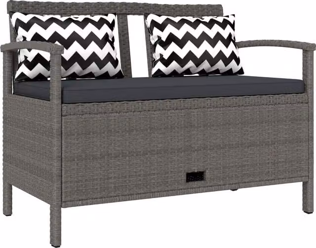 Outsunny 160L Grey Rattan Two-Seater Storage Bench