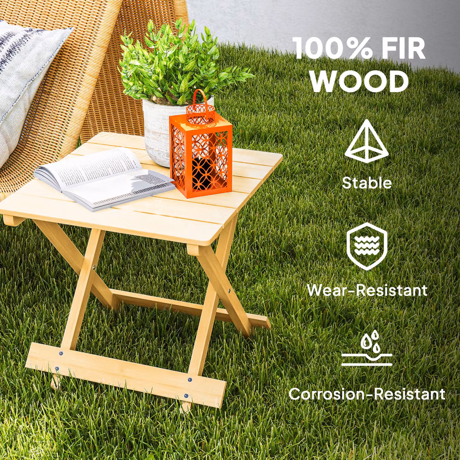 Outsunny Brown Wooden Foldable Outdoor Coffee Table – 4