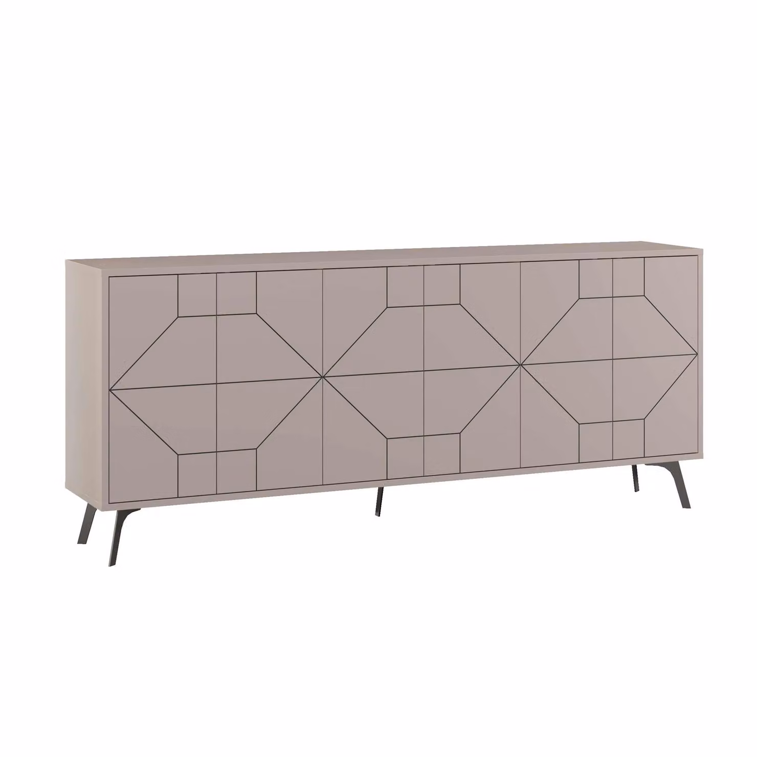 Decortie Dune 6-Door Push-to-Open Sideboard with Metal Legs in Grey W/D/H: 184 x 35 x 78 cm – 2