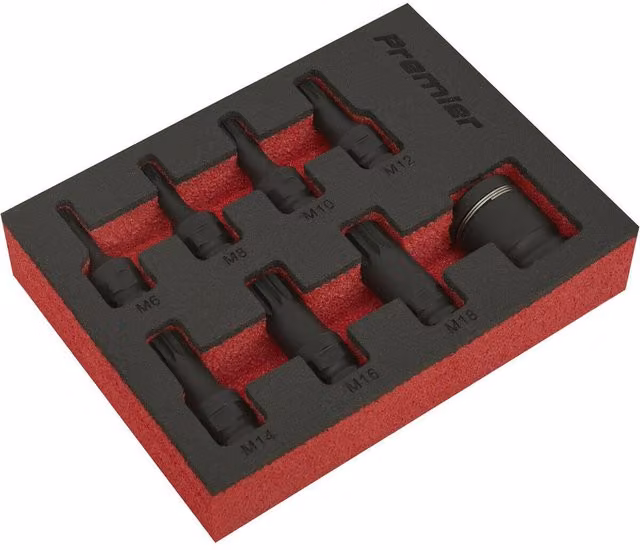 Loops 8 Piece Premium Spline Impact Socket Bit Set, 3/8 inch Square Drive, Chrome Molybdenum, Black and Multicolour