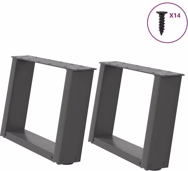 Berkfield Home U-Shaped Coffee Table Legs, 2 Piece Steel Set in Anthracite Black, W/H: 40 x 31 cm – 1