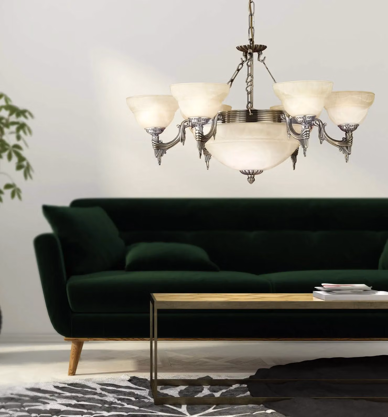 Loops Suspended Pendant Light in Bronze and Champagne with Transparent Glass Shade, E14 Bulb Compatible – 2