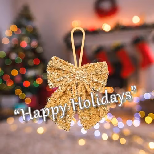 VFM e-Store Gold Sequins Bow Hanging Decoration, W: 30 cm, H: 22 cm – 3