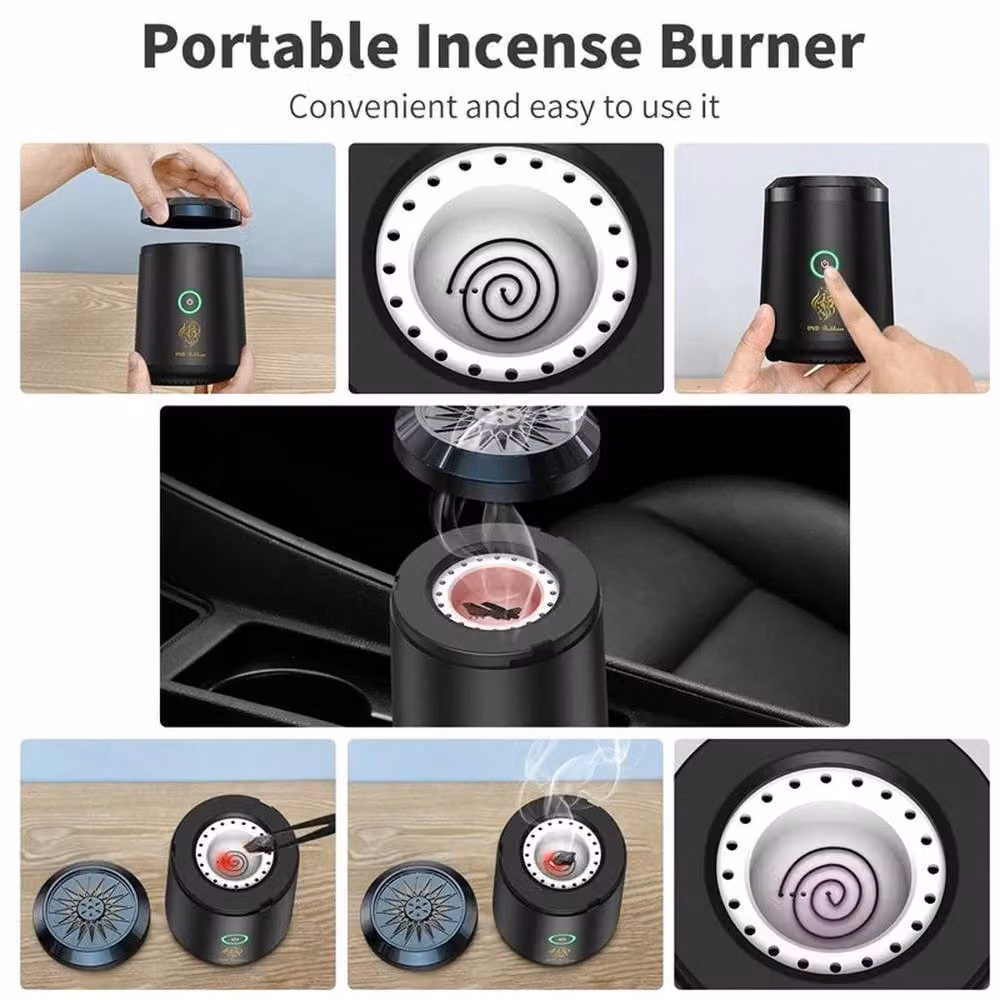 FLAVORA Mini Electric Portable Bakhoor and Incense Burner Diffuser in Black – 6