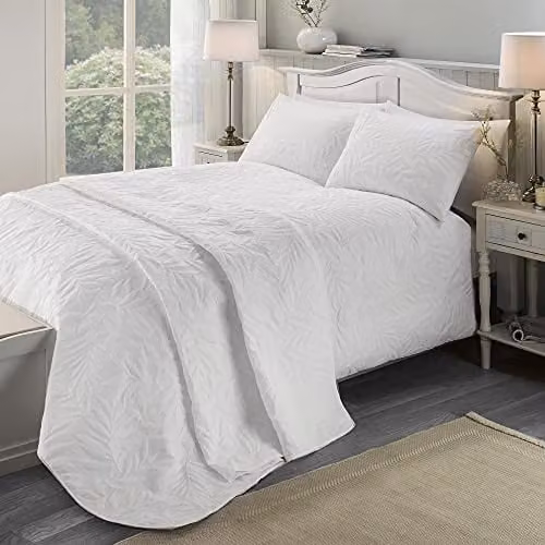 Serene Luana Collection Microfibre Floral Design Duvet Cover and Pillowcase Set in White and Pink, W/D/H: 260 x 220 x 10 cm – 1