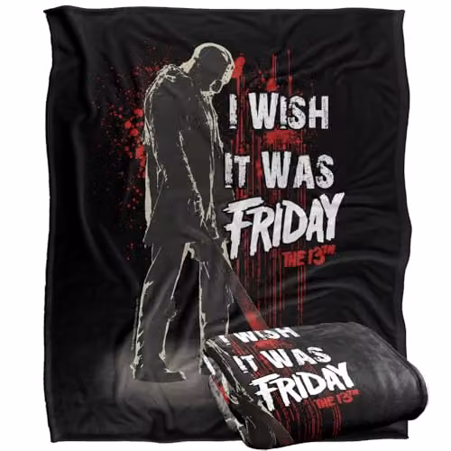 Warner Bros. Friday The 13th I Wish It Was Friday Super Soft Fleece Throw Blanket, Multicolour, W: 152 cm, D: 127 cm – 1