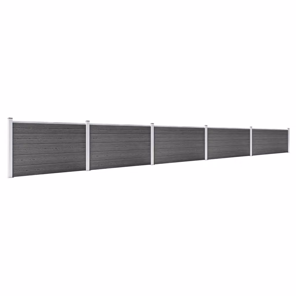 Berkfield Home WPC Fence Panel Set in Black, W/H: 872 x 105 cm – 2
