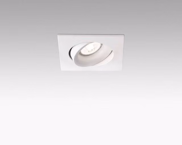 Faro Arg 1 Light Square Tiltable Recessed Spotlight in White