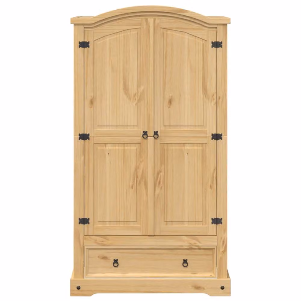 Berkfield Home Corona Wardrobe in Brown Solid Waxed Pine, W/D/H: 102 x 52 x 186 cm – 3