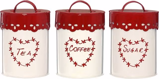 Orsina Maison by Premier Anglaise Tea, Coffee and Sugar Canister Set in Red