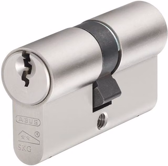 ABUS E60np Euro Profile Double Cylinder Mechanical Lock with Drill Protection in Silver and Multicolour Stainless Steel