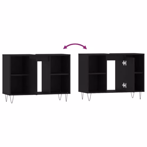 vidaXL Black Industrial Bathroom Cabinet with Internal Shelves, W/D/H: 80 x 33 x 60 cm – 4