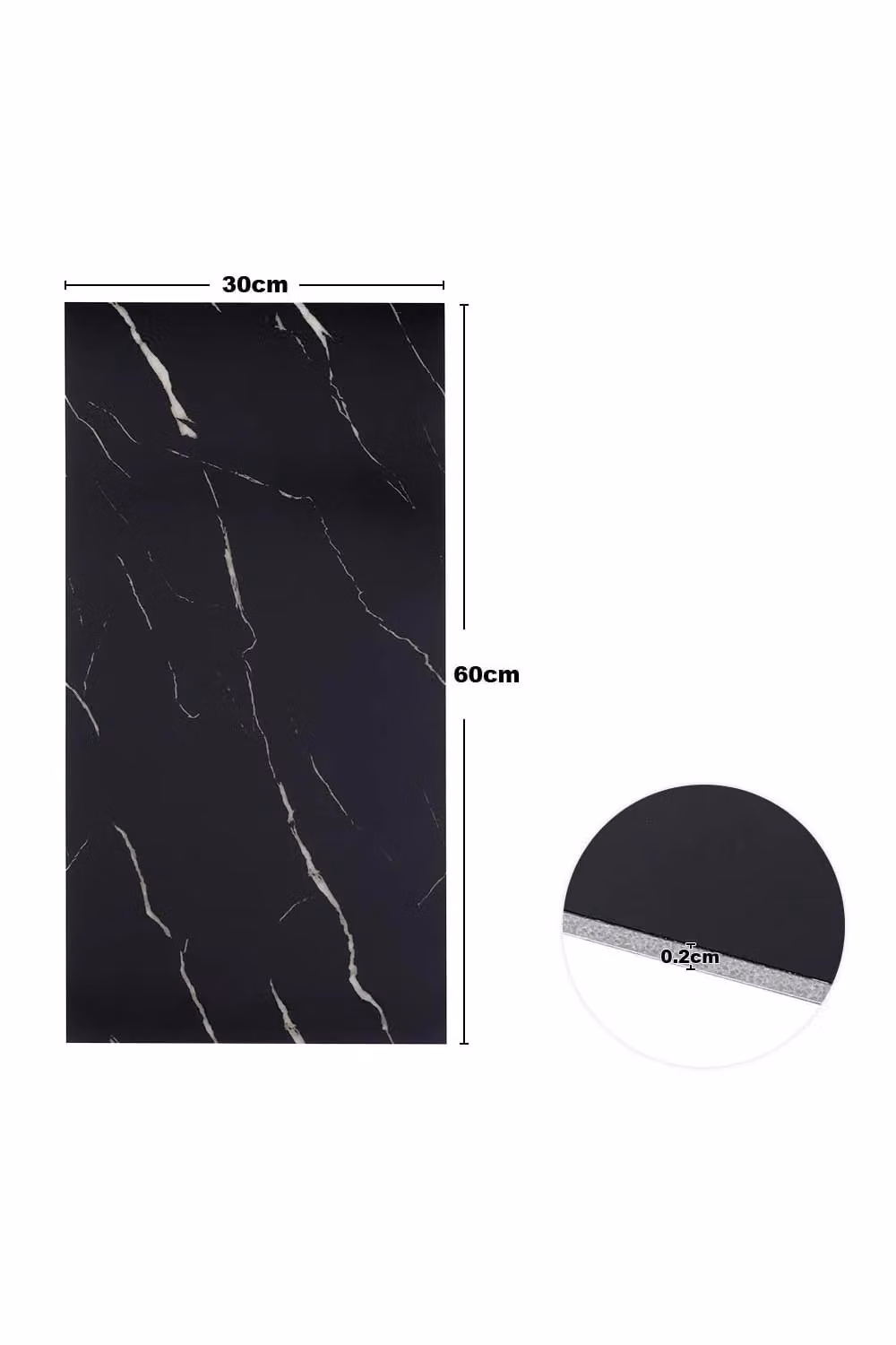 Living and Home 10 Pcs Black Marble Texture Self-Adhesive PVC Wall Panels, Waterproof and Flame Retardant – 3