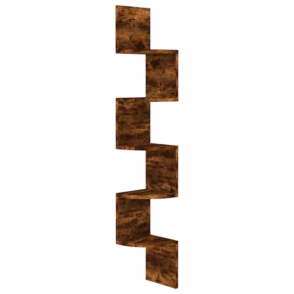 Berkfield Home Wall Mounted Corner Shelf in Smoked Oak Brown, W/D/H: 19 x 19 x 123 cm – 3