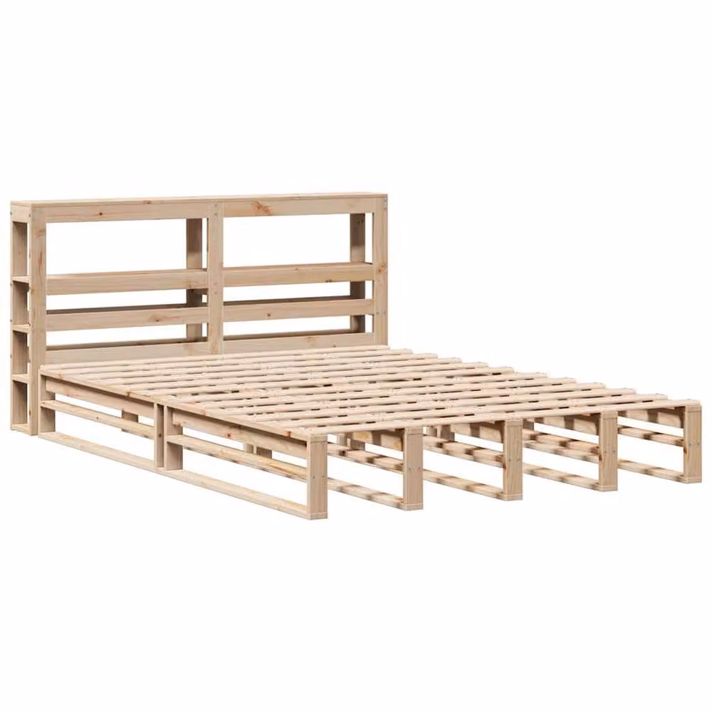 Berkfield Home Rustic Solid Wood Pine Bed Frame in Brown, W/D/H: 120 x 200 cm – 2