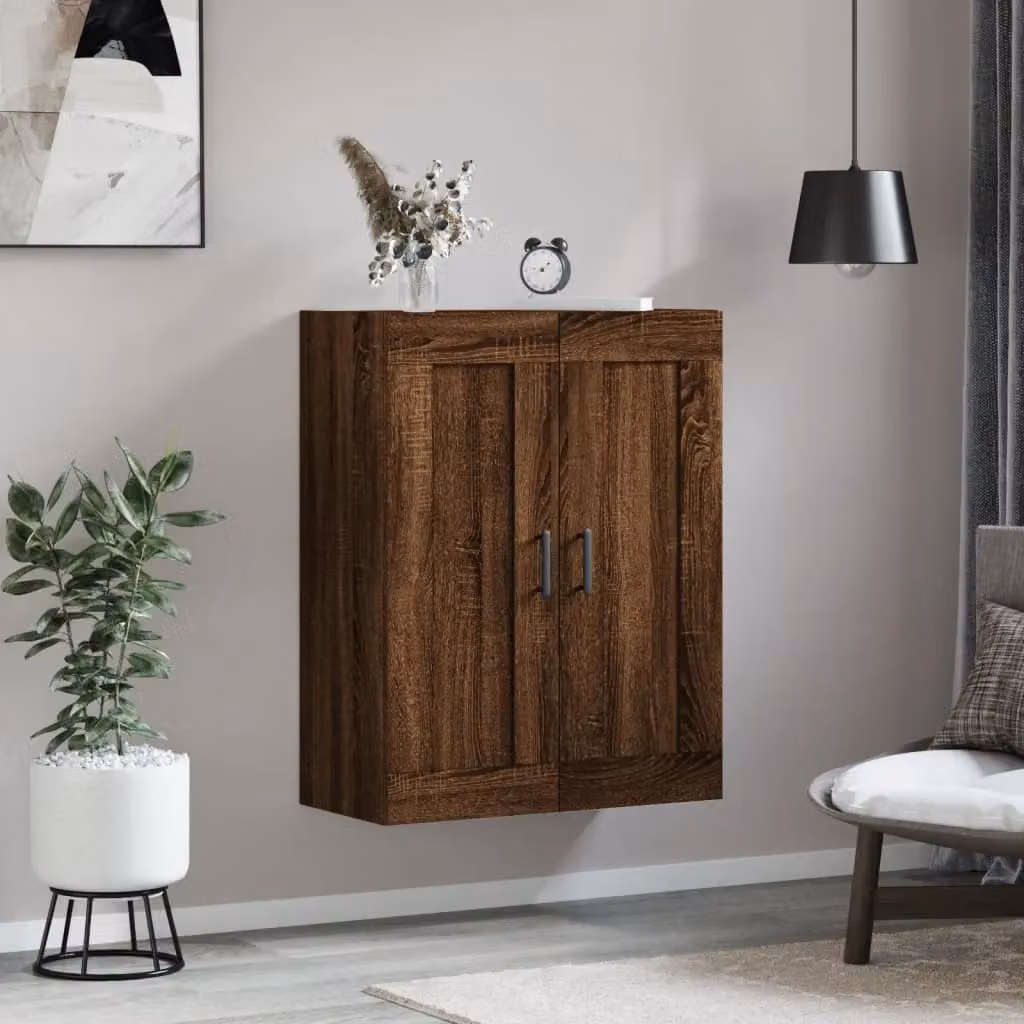 Berkfield Home Wall Mounted Cabinet in Brown Oak, W: 69.5 cm, D: 34 cm, H: 90 cm – 3