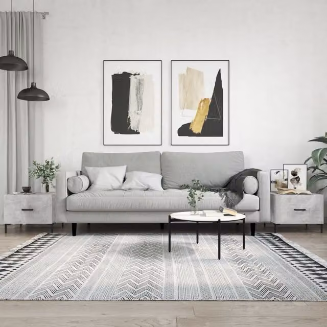Berkfield Home Set of 2 Square Coffee Tables in Concrete Grey, W/D/H: 50 x 50 x 40 cm – 1