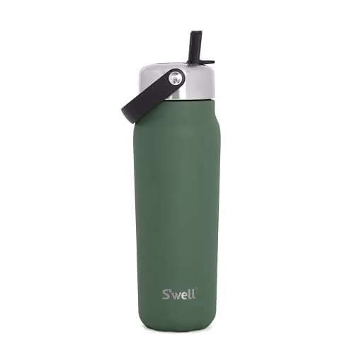 S'well Recycled Stainless Steel Explorer Bottle with Straw Lid, Green, 700ml – 1