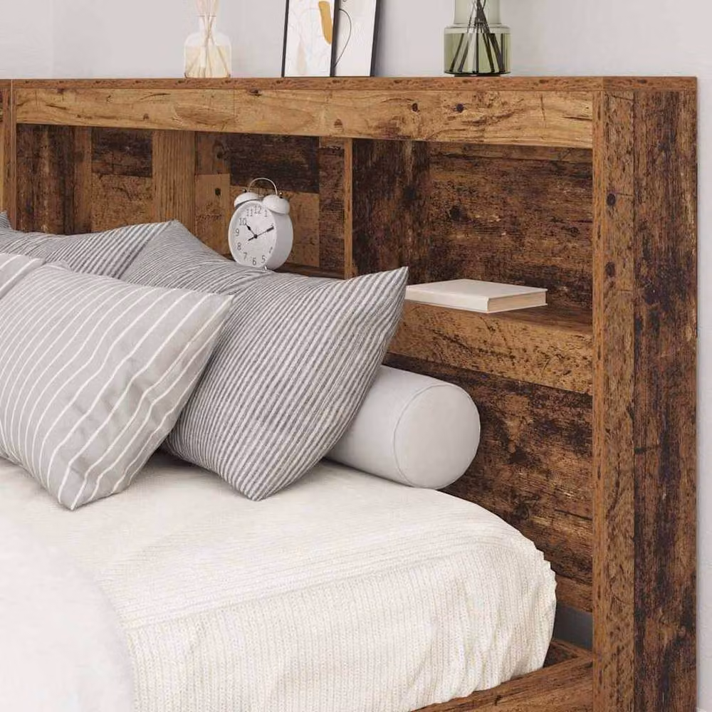 Berkfield Home Storage Headboard with Shelf in Old Wood Brown, 160 cm – 4