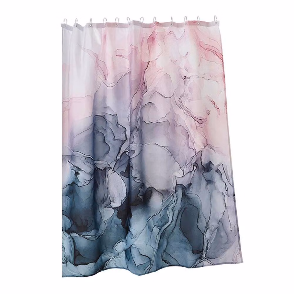 PAWNORA Waterproof Polyester Bathroom Shower Curtain in Pink and Grey – 3