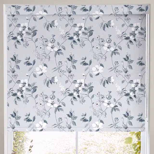 Terrys Silver and Grey Floral Nature Blackout Roller Blind