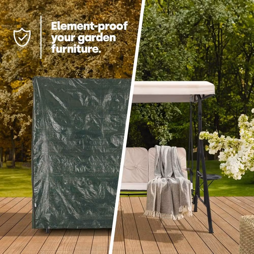 NESTLUNE Waterproof Green 3 Seater Garden Swing Seat Cover, W: 100 cm, D: 15 cm, H: 15 cm – 3
