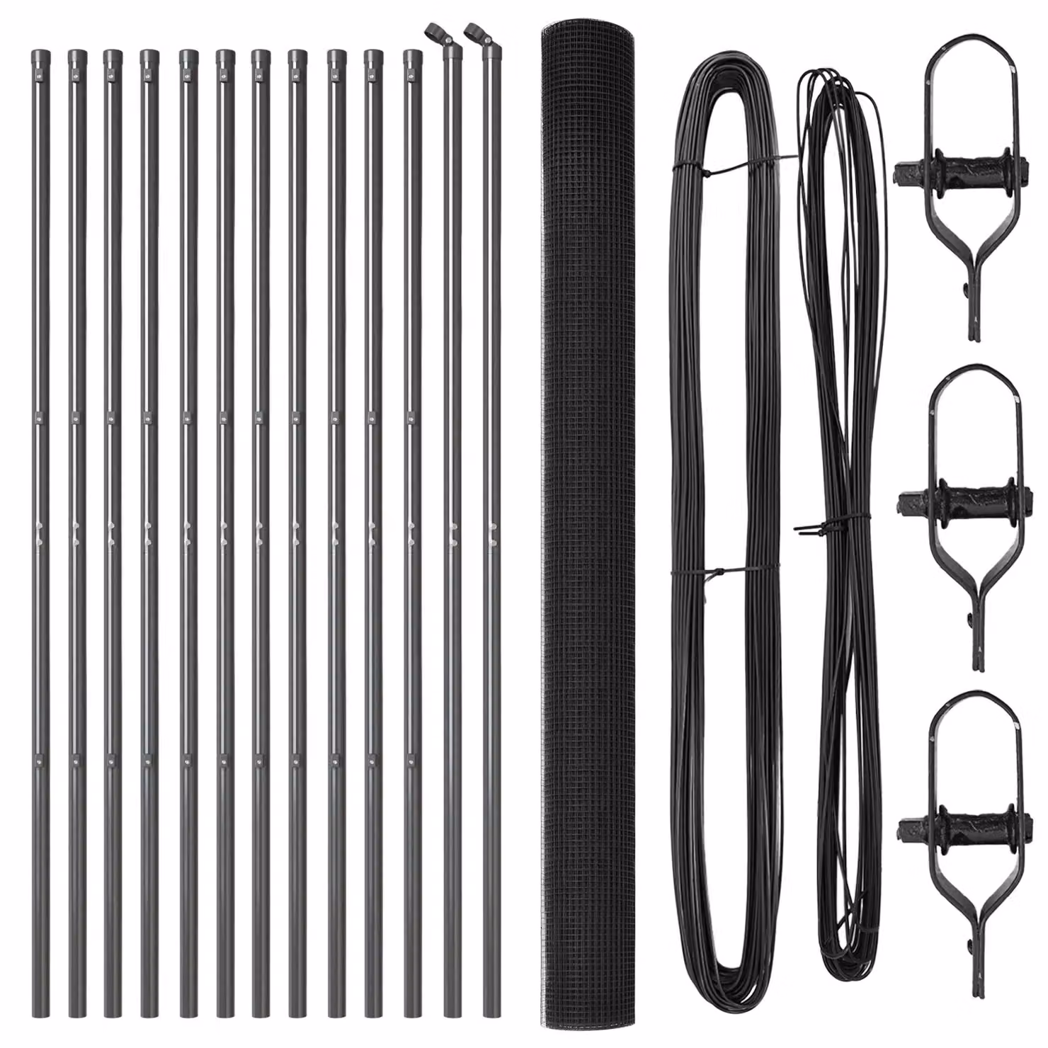 Berkfield Home Grey Galvanised Steel Welded Wire Fence with 13 Round Posts, W: 25 m, H: 1.5 m – 2