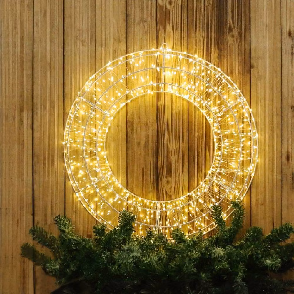 Pegdev Christmas Pre-Lit Micro LED Wreath with Timer, Warm White, 1200 LEDs, W: 70 cm, D: 9 cm – 2