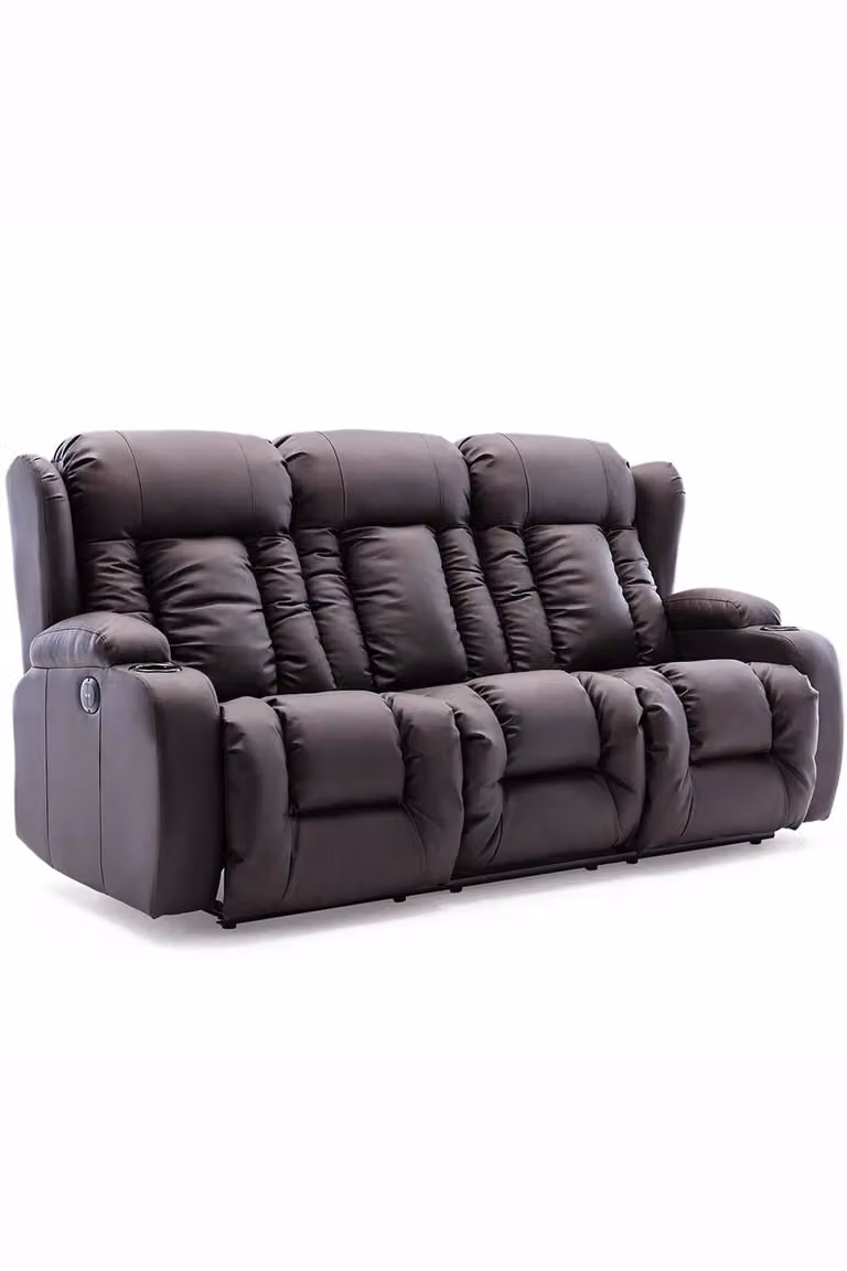 More4Homes Caesar Electric Recliner Bonded Leather 2+3 Seater Sofa Set in Brown
